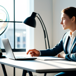 A professional individual in modest, contemporary business attire, seated calmly at a sleek, minimalist desk within a modern, sunlit office. Around their head, an intricate, luminous abstract representation of swirling thoughts and ideas manifests as ethereal patterns of soft light and color, symbolizing a rich internal dialogue. The mood is serene and contemplative. High-resolution, professional studio photography, soft cinematic lighting, ultra-detailed, correct proportions, perfect anatomy, natural pose, well-formed hands, proper finger count, fully clothed, appropriate attire, safe for work, modest, family-friendly content.