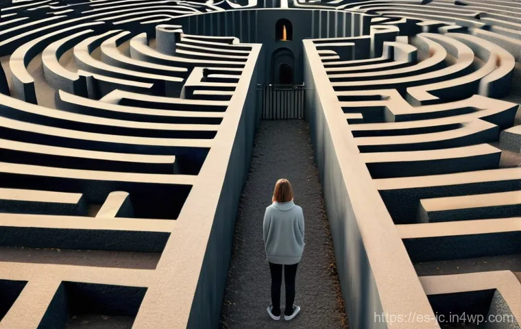 자기 대화와 삶의 목적 찾기 - Image Prompt 1: The Labyrinth of Thought and Emerging Clarity**