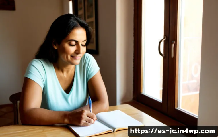 자기 대화 향상을 위한 실습 가이드 - Photorealistic scene of a Spanish-speaking Latina woman in her 40s practicing positive self-talk at ...